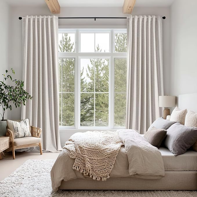 MIULEE 90 Inch Long 100% Blackout Linen Curtains - Image 8