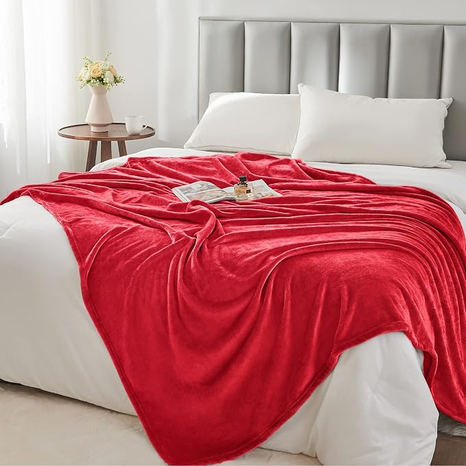 BEDELITE Fleece Blankets Queen Size Red Throw Blankets - Image 6