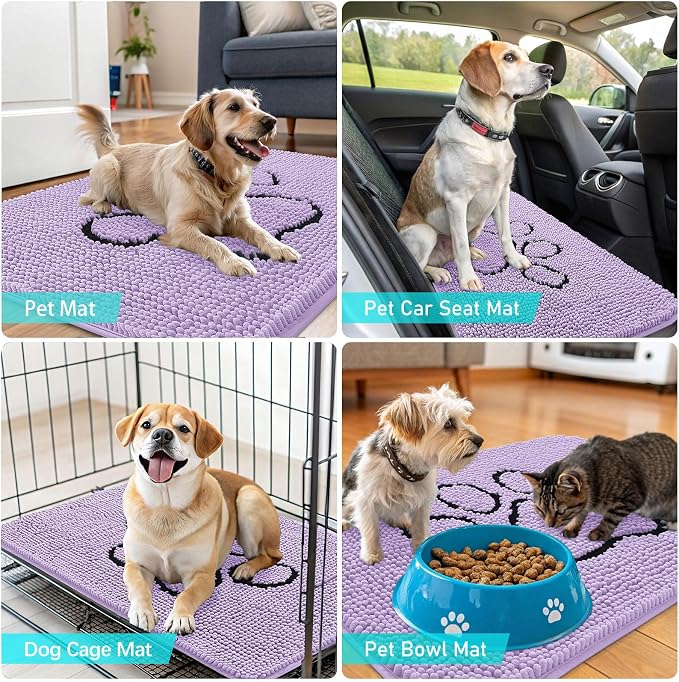 OLANLY Dog Door Mat for Muddy Paws 36x24, Paw Print Design, Absorbs Moisture - Image 7