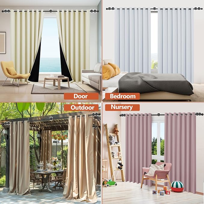 Curtain Rods No Drilling for Windows 48 to 84-96 Inch, 5/8 Inch Diameter Drapey - Image 3