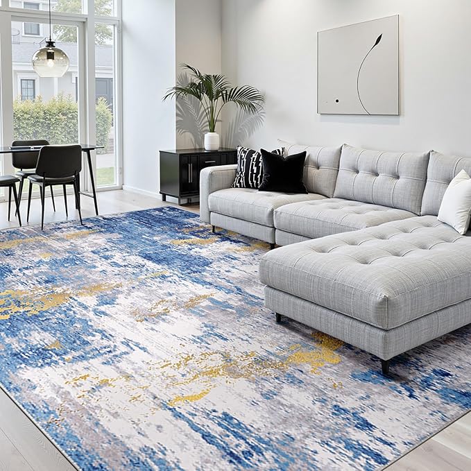 Washable Area Rugs Square 10ft Non-Slip Modern Abstract Soft - Image 9