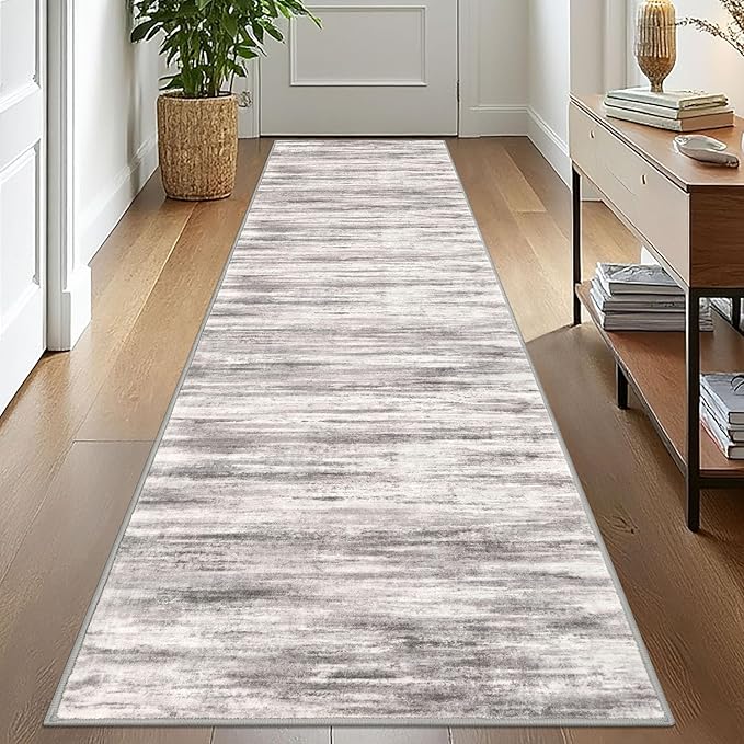 KOZYFLY Modern Abstract Washable Rug Runner 2.6x10 Hallway Rug Runner Non-Slip by KOZYFLY
