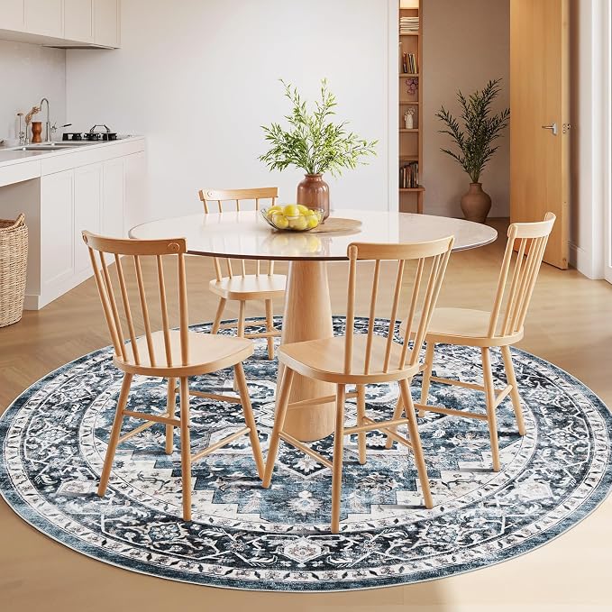 AMADA HOMEFURNISHING Round 4ft Area Rugs, Low-Profile Washable Rug - Image 2