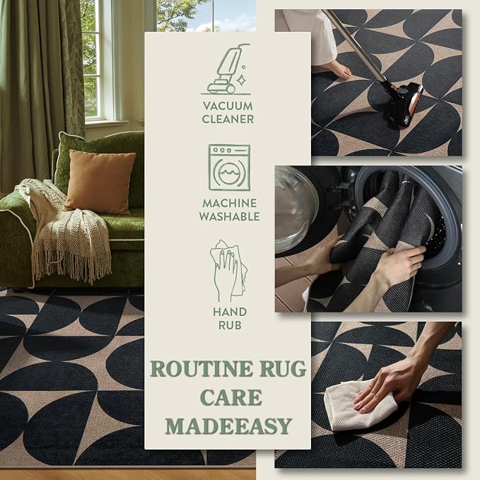 Lahome Semi Circle Easy Jute 5x7 Outdoor Rug, Geometric Washable Area Rug | - Image 6