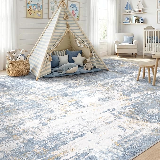 Washable Area Rugs 6'x9' Non-Slip Modern Abstract Soft - Image 4