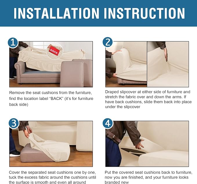 H.VERSAILTEX 4 Piece Stretch Sofa Covers - Image 6