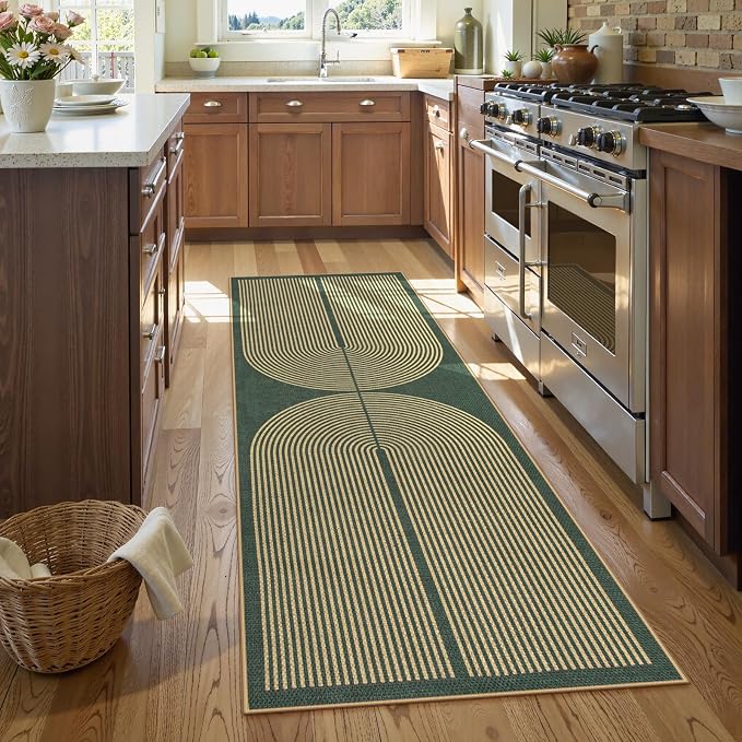 Lahome Enfys Modern Rainbow Easy Jute Entryway Runner Rug, Washable Carpet - Image 2
