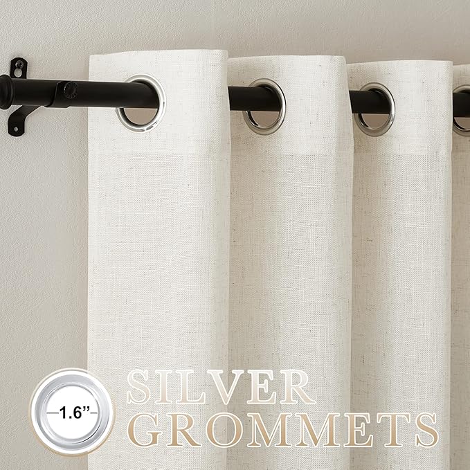 NICETOWN Linen Blend Living Room Curtains 84 inches Long, Grommet Flax Linen - Image 3
