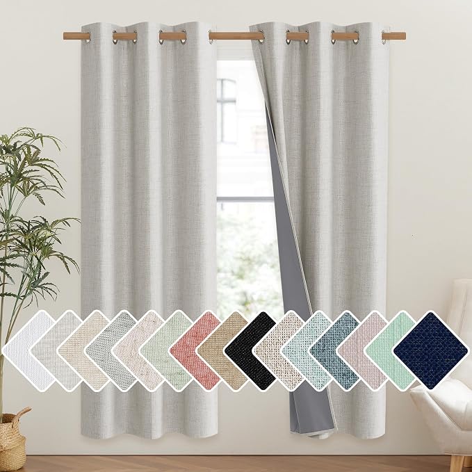 NICETOWN Snowbound Vintage Linen 100% Blackout Curtains by NICETOWN
