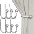 Hion Curtain Holdbacks Silver 6pcs, Curtain Tiebacks Wall Mounted Curtain Hooks by Hion