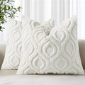 decorUhome Throw Pillow Covers 18x18 Inch Set of 2, Soft Plush Faux Wool Cream by decorUhome
