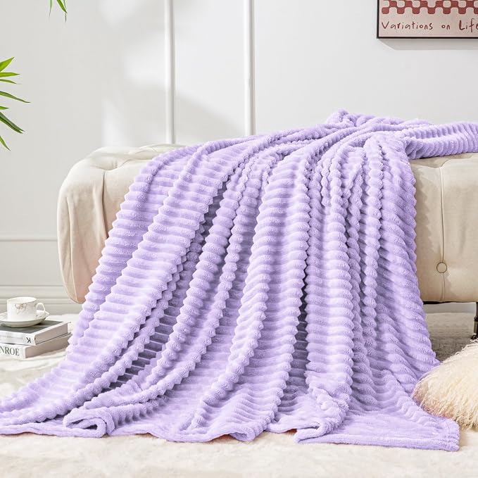 BEDELITE Fleece Throw Blanket for Couch – 3D Ribbed Jacquard Soft and Warm - Image 7