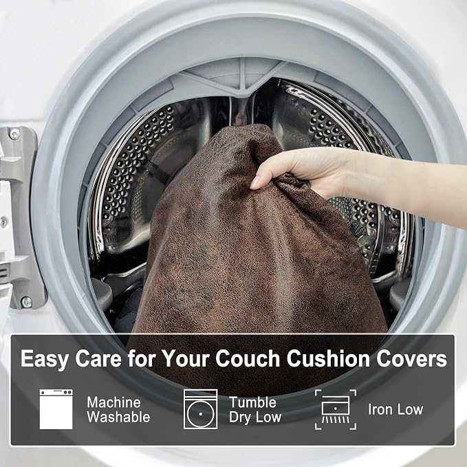 Leather Look Couch Cushion Covers Sofa Seat Slipcovers Sets Couches Furniture - Image 9