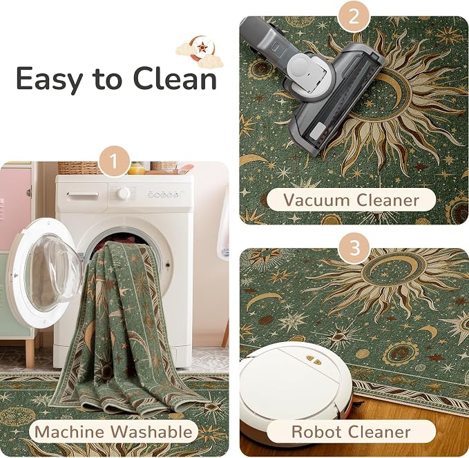 Vacuum-Friendly, Round 6ft Washable Area Rug - Image 5