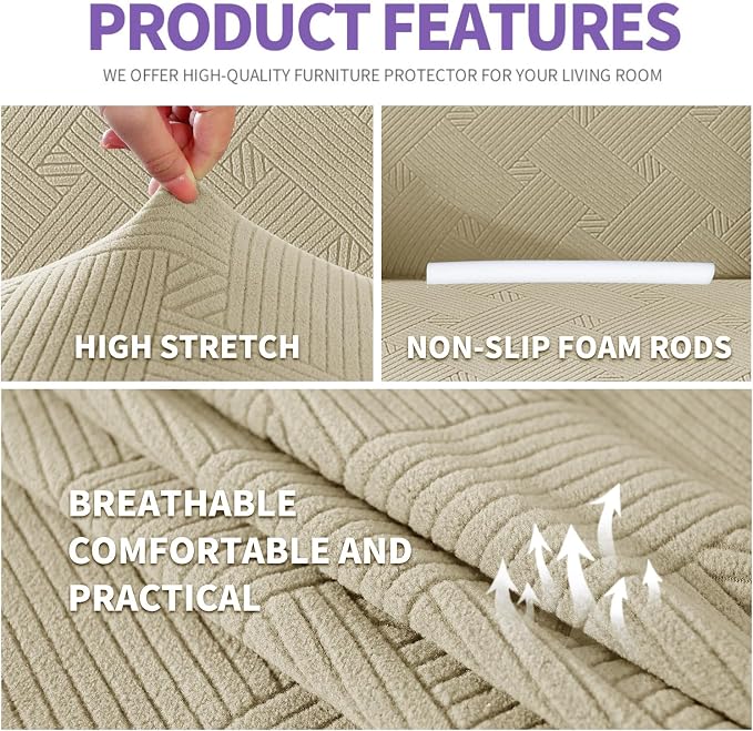 ZNSAYOTX Super Stretch Loveseat Covers, New Striped Love Seat Slipcover - Image 3
