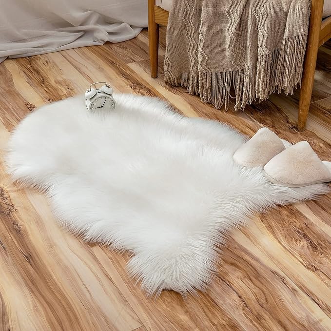 MIULEE Luxury Super Soft Fluffy Area Rug Faux Fur Sheepskin Rug Decorative - Image 4