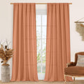 LAMIT Terracotta Linen Boho Curtains 84 inch Length 2 Panels, Light Filtering by LAMIT
