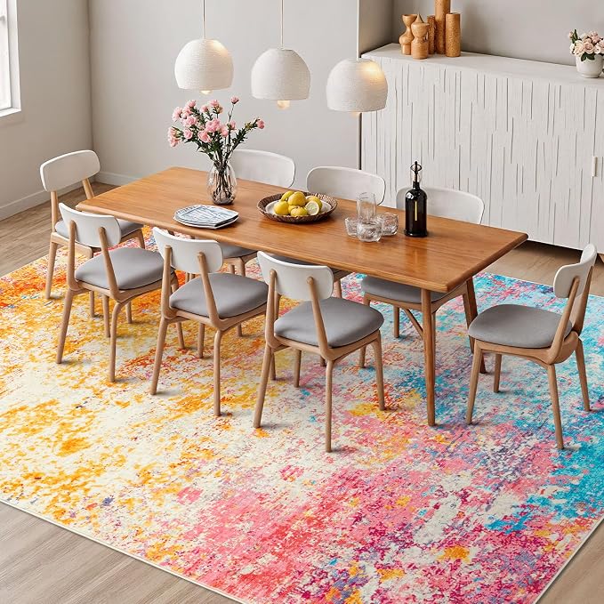 Rugflix 8x10 Area Rugs for Living Room, Washable Large Multicolor Rug - Image 4