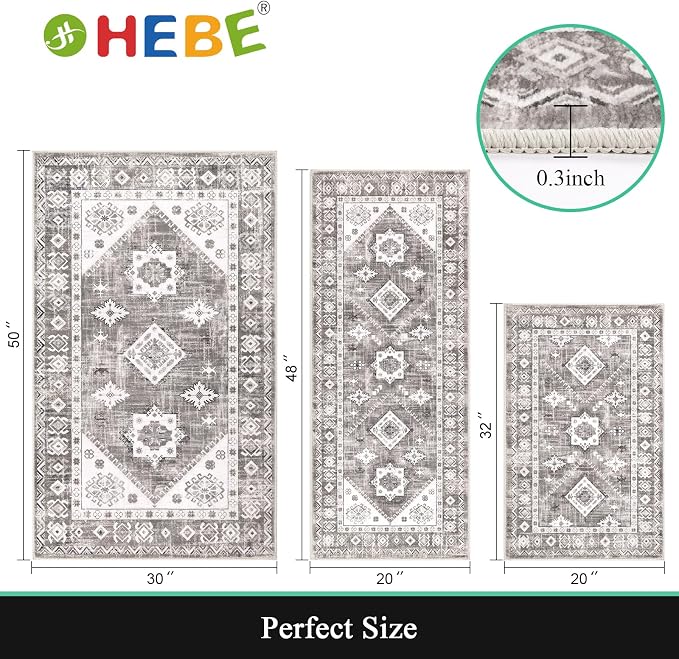 HEBE Boho Kitchen Rug Sets 3 Piece - Image 2