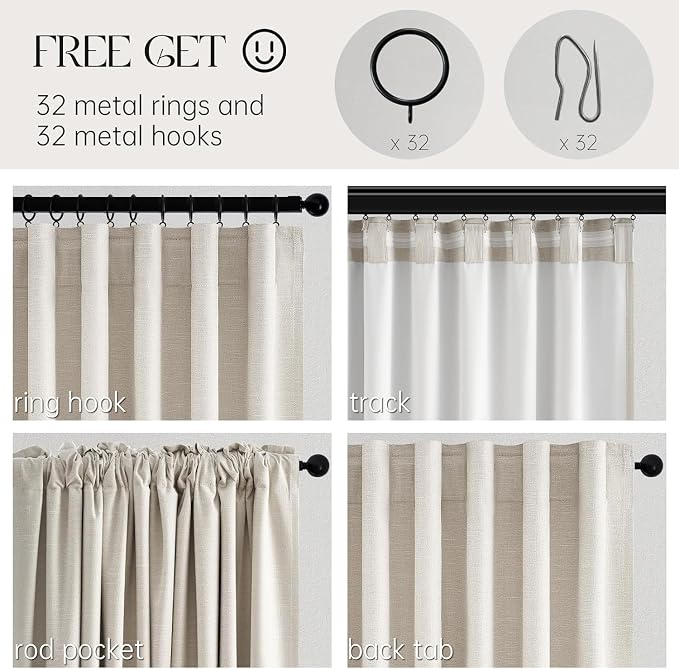 Birch Cream Extra Wide 72 Inches Blackout Curtains - Image 4