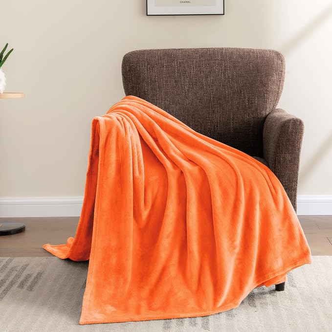 BEDELITE Orange Throw Blanket for Couch & Bed, Luxury Plush Cozy Fleece Blanket - Image 7