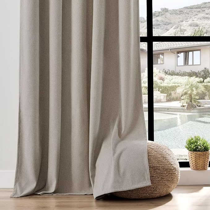 Joydeco Faux Linen Curtains 96 Inch Length 2 Panel Set, Light Filtering Curtains - Image 4
