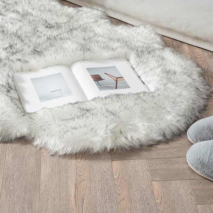 MIULEE Luxury Super Soft Fluffy Area Rug Faux Fur Sheepskin Rug Decorative - Image 3