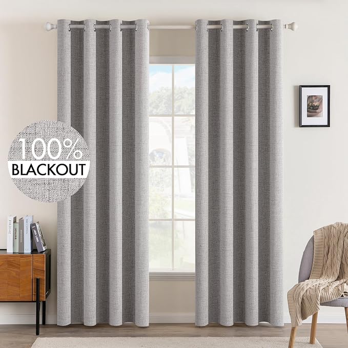 MIULEE Linen Texture 84 Inches Curtains by MIULEE