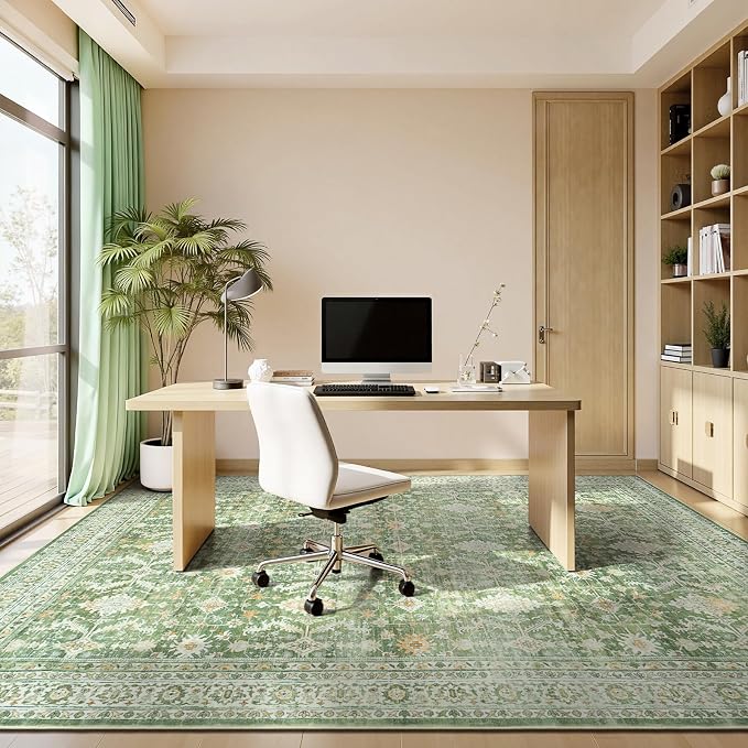 Lofus 10x14 Area Rug for Living Room, Light Green Washable Area Rugs - Image 3