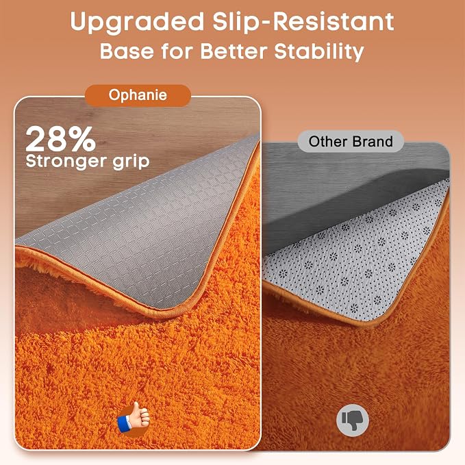 Ophanie Orange Rugs for Living Room Bedroom, 5x8 Fluffy Fuzzy Furry Carpet - Image 4