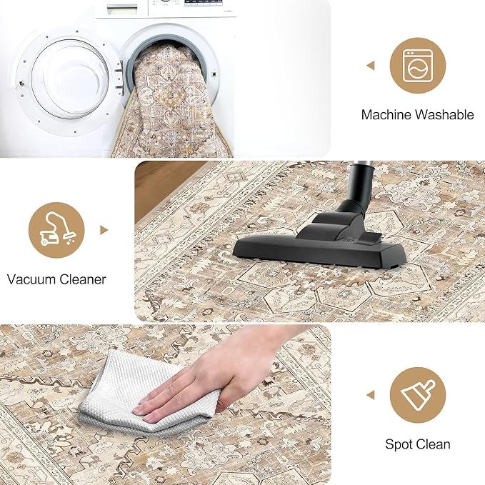 Yamaziot Washable Runner Rug, 2x5 Non-Slip Boho Vintage Hallway Rug Runner - Image 5