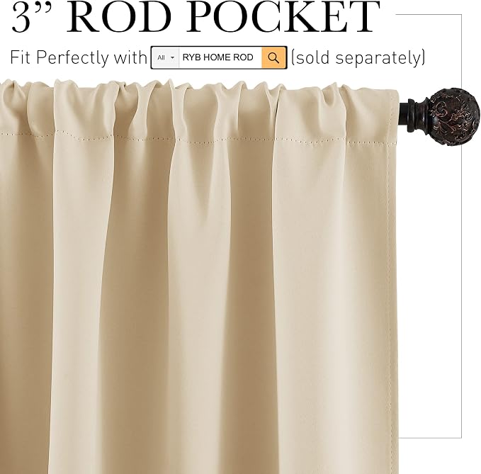RYB HOME Cafe Curtains 24 inch Length, RV Curtains - Image 2