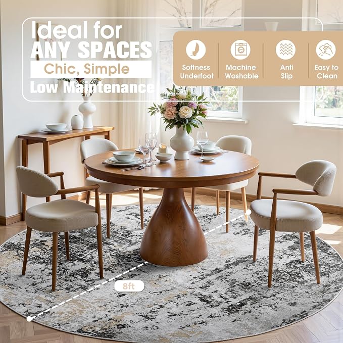 Round Rug 8ft Circle Rug Washable: Carpet Circular Area Rug - Image 3