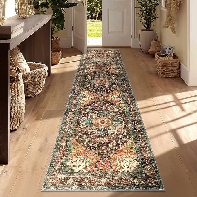 Yamaziot Washable Runner Rug, 2x8 Non-Slip Boho Vintage Hallway Rug Runner by Yamaziot