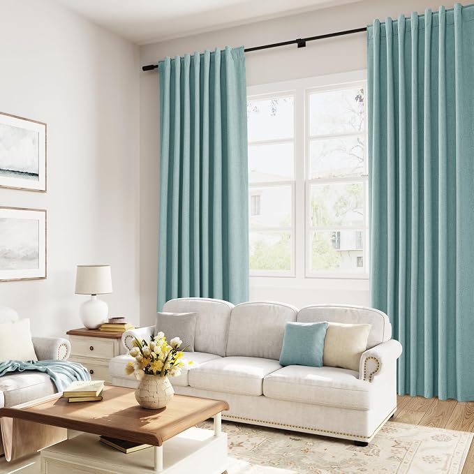 Guken 100% Blackout Linen Curtains 102 Inch Length 2 Panels Set - Image 8