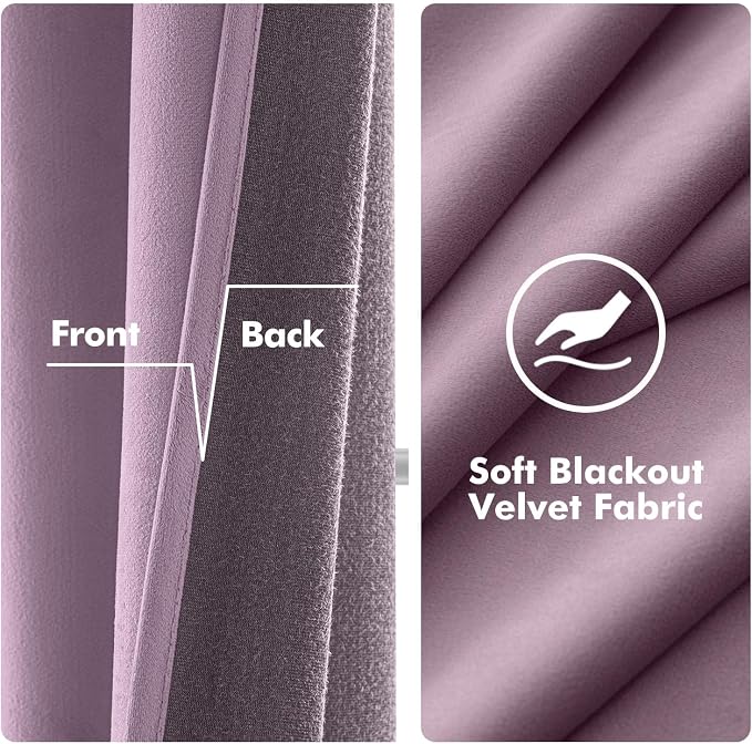 MIULEE Velvet Curtains Lavender Light Purple Elegant Grommet Thermal Insulated - Image 3