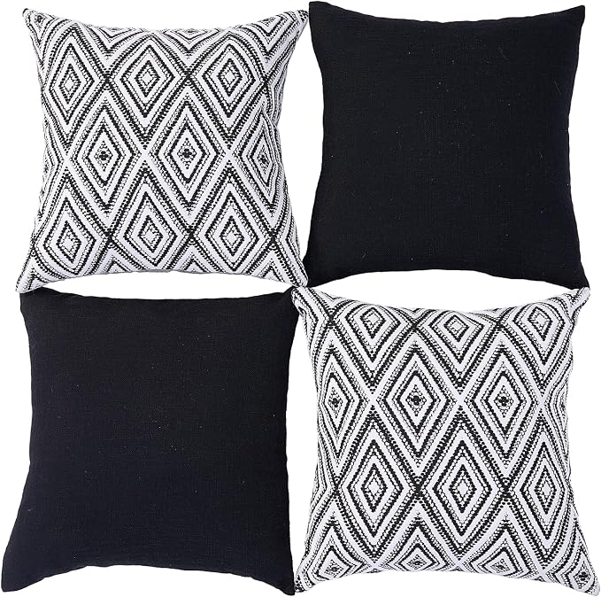 HPUK Decorative Throw Pillow Covers Set of 4 Geometric Design Linen Cushion - Image 2