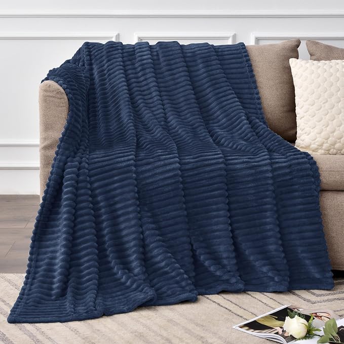 BEDELITE Fleece Throw Blanket for Couch – 3D Ribbed Jacquard Soft and Warm - Image 2