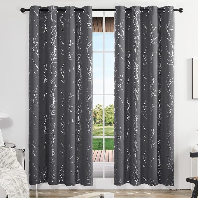 Deconovo Grey Blackout Curtains, Thermal Insulated Soundproof Drapes, 52 x 84 - Image 2