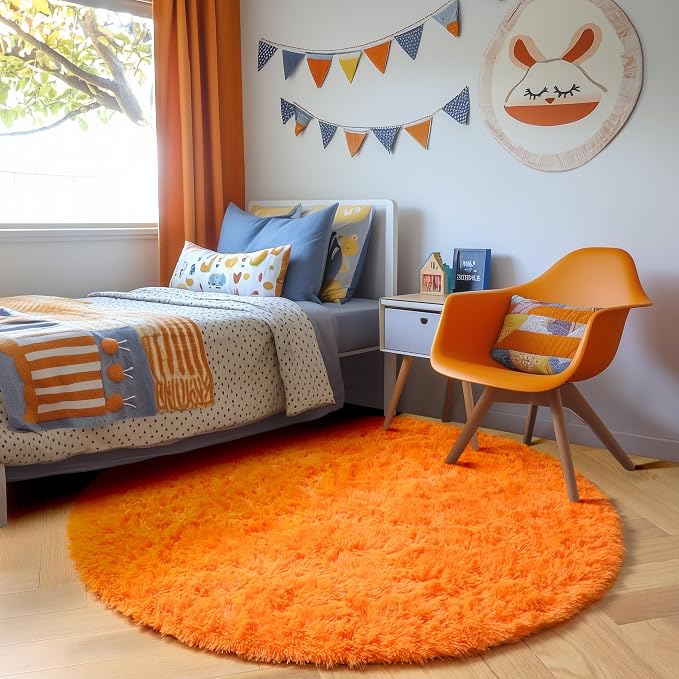 Amdrebio Orange Round Circle Rug 4Ft - Image 3