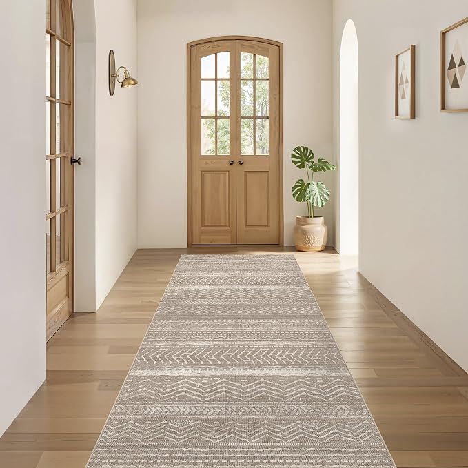 Nakagishi Area Rug Living Room Rugs: 3X8 Machine Washable Boho Large Neutral - Image 4