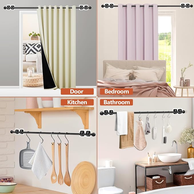 Curtain Rods No Drilling for Windows, 5/8 Inch Diameter Drapey Pole - Image 3