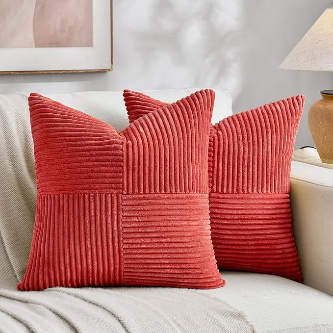 Fancy Homi 2 Packs Red Decorative Throw Pillow Covers 16x16 Inch by Fancy+Homi
