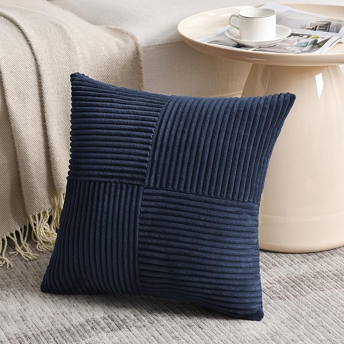 Fancy Homi 2 Packs Navy Blue Decorative Throw Pillow Covers 18x18 Inch - Image 2