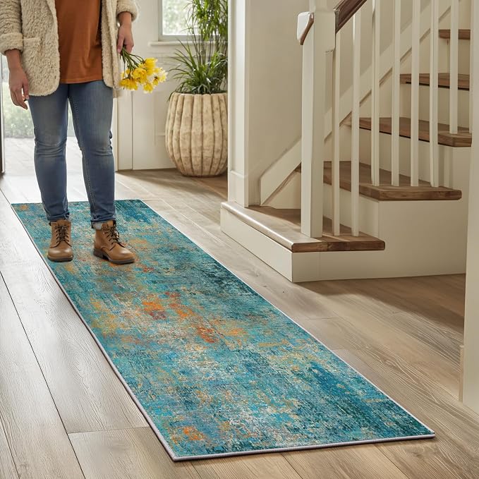 Washable Area Rugs 2'x6' Non-Slip Modern Abstract Soft - Image 6