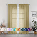 OWENIE Gold Sheer Curtains 72 Inches Long 2 Panels Set, Transparent Light by OWENIE