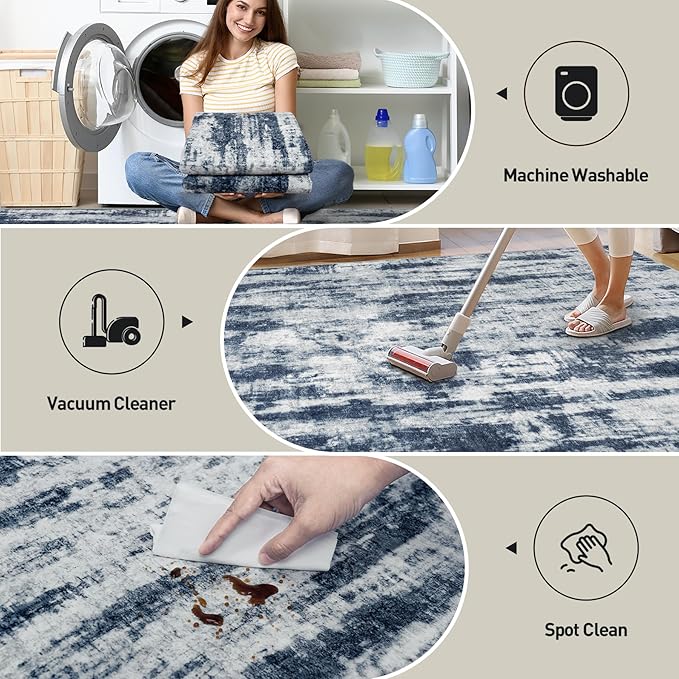 4x6 Area Rugs Washable Rug: Modern Abstract Living Room Rug Soft Anti-Skid Thin - Image 4