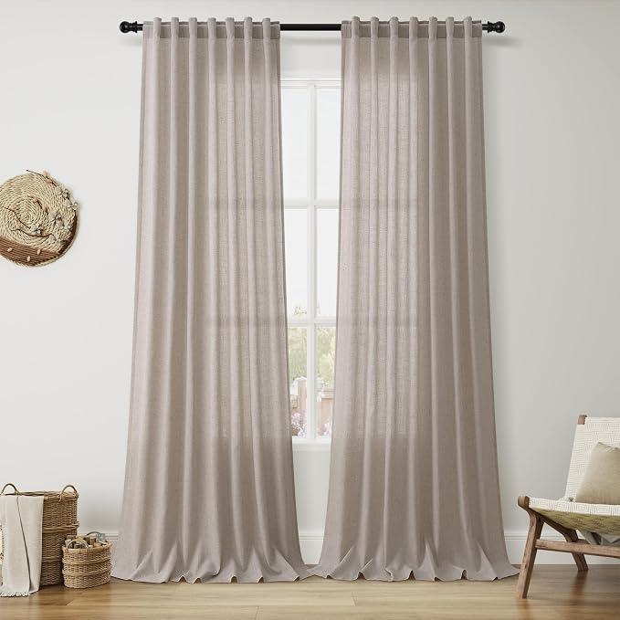 Nanspring Stone Beige Curtains 90 Inches Long by Nanspring