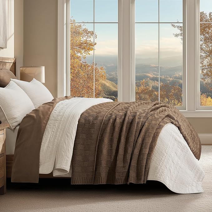EVERGRACEHOME Modern Checkered Chenille Throw Blanket, Soft Cozy Plaid Knitted - Image 2