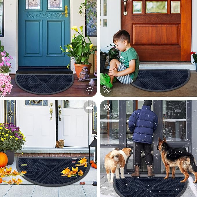 Smiry Half Circle Front Door Mat Outside Entrance, Heavy Duty Sturdy Natural - Image 7